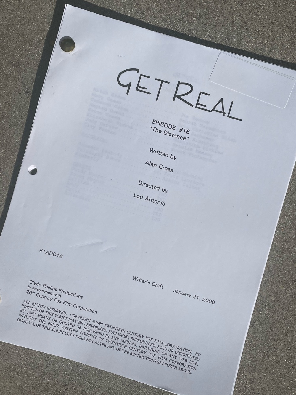 Get Real 90s TV Series Anne Hathaway Jesse Eisenberg Production Used Script 16
